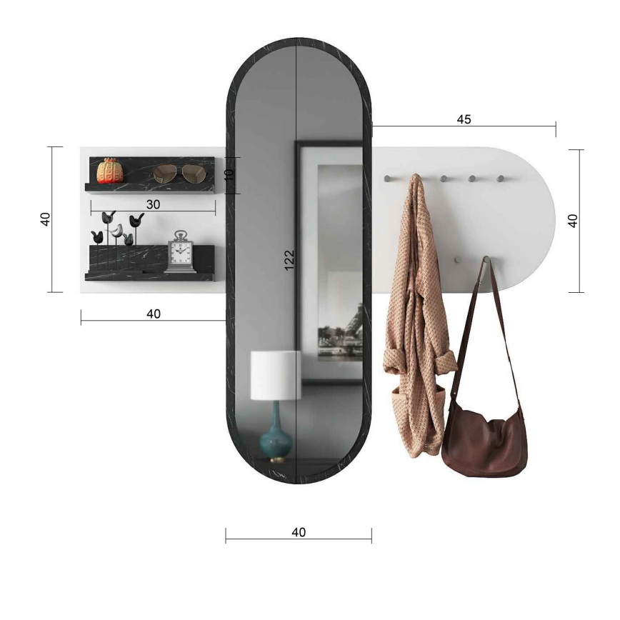 Wall mirror RANI 125x120 cm white/black
