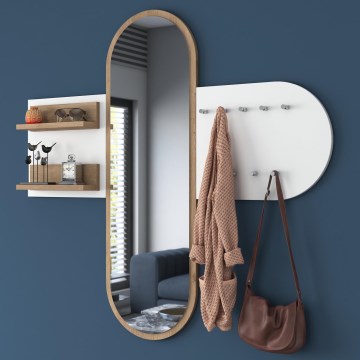 Wall mirror RANI 125x120 cm white/brown