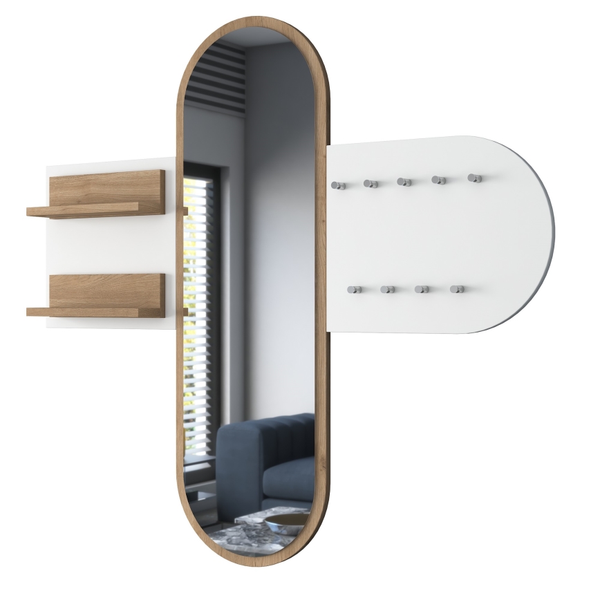 Wall mirror RANI 125x120 cm white/brown