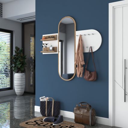 Wall mirror RANI 125x120 cm white/brown