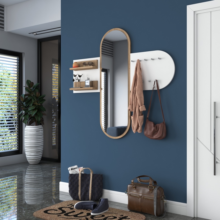 Wall mirror RANI 125x120 cm white/brown