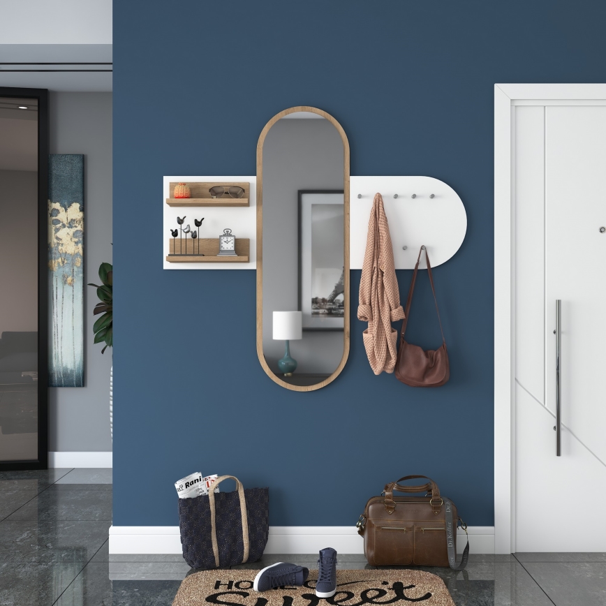 Wall mirror RANI 125x120 cm white/brown