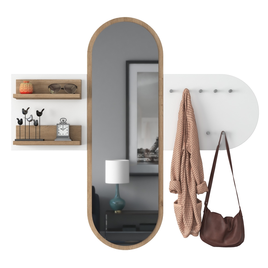 Wall mirror RANI 125x120 cm white/brown