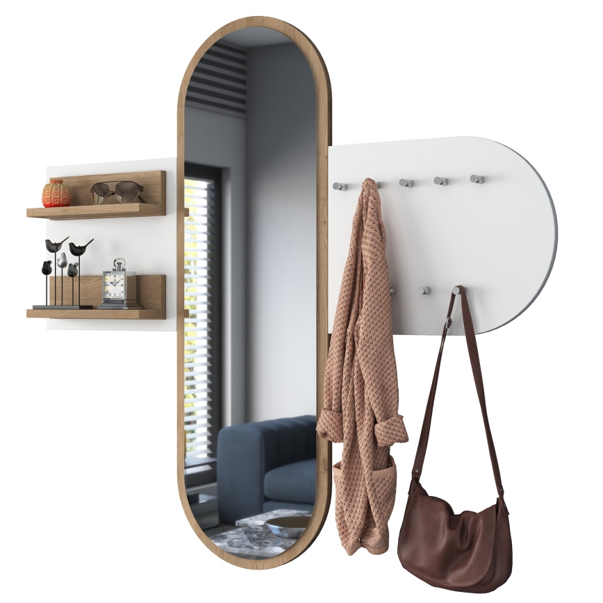 Wall mirror RANI 125x120 cm white/brown