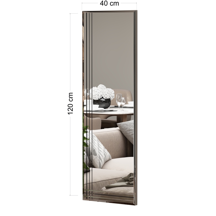 Wall mirror TRIO 120x40 cm shiny chrome