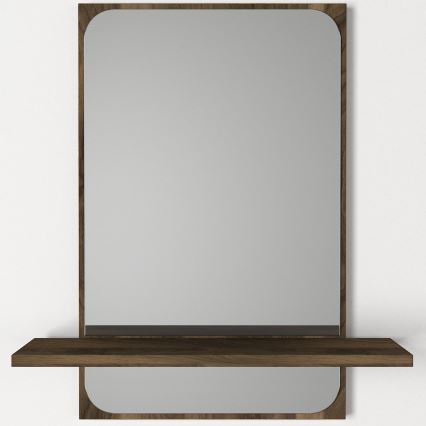 Wall mirror with a shelf EKOL 70x45 cm brown