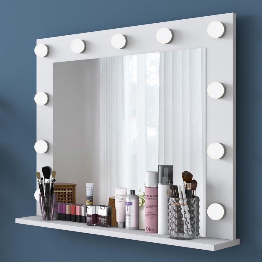 Wall mirror with a shelf RANI 90x71,8 cm white