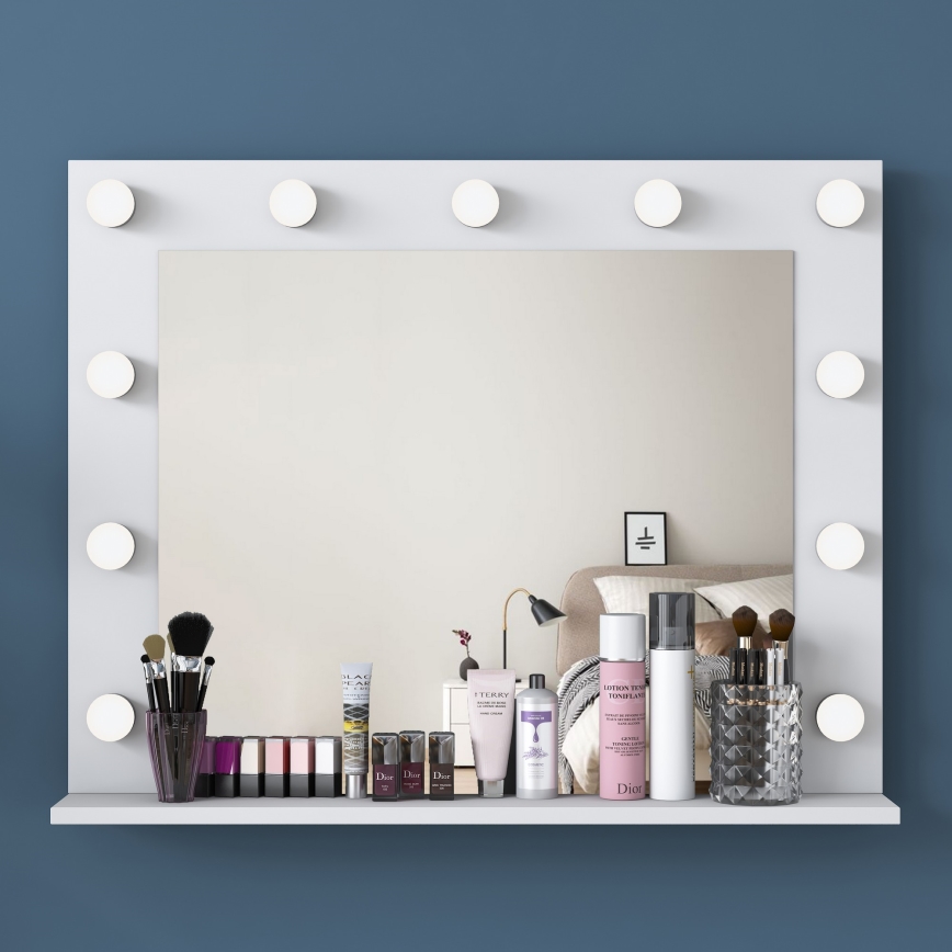 Wall mirror with a shelf RANI 90x71,8 cm white