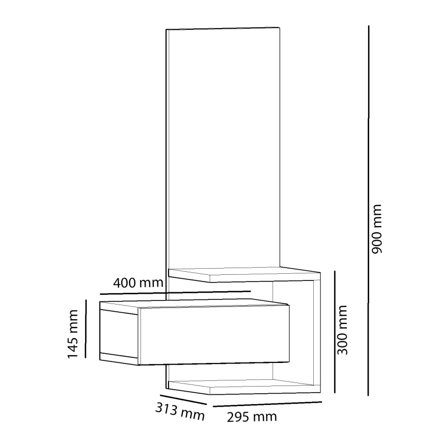 Wall mirror with a shelf STELLA 90x49 cm brown/anthracite