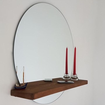Wall mirror with a shelf SUNSET 70x70 cm pine