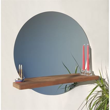 Wall mirror with a shelf SUNSET 70x70 cm pine