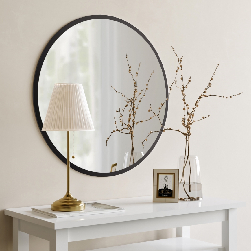 Wall mirror YUVARLAK d. 60 cm black