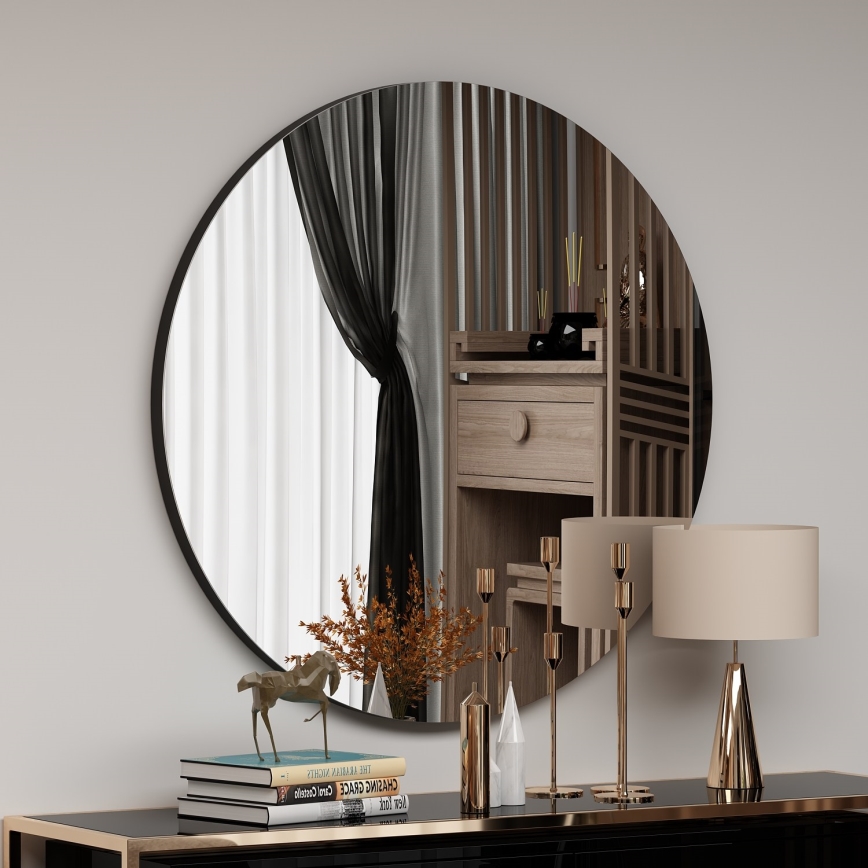Wall mirror ZEOS d. 70 cm black