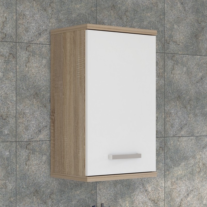 Wall-mounted bathroom cabinet VENOM white/Sonoma Oak