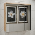 Wall-mounted bathroom cabinet with mirror VENOM, Green/Artisan Oak