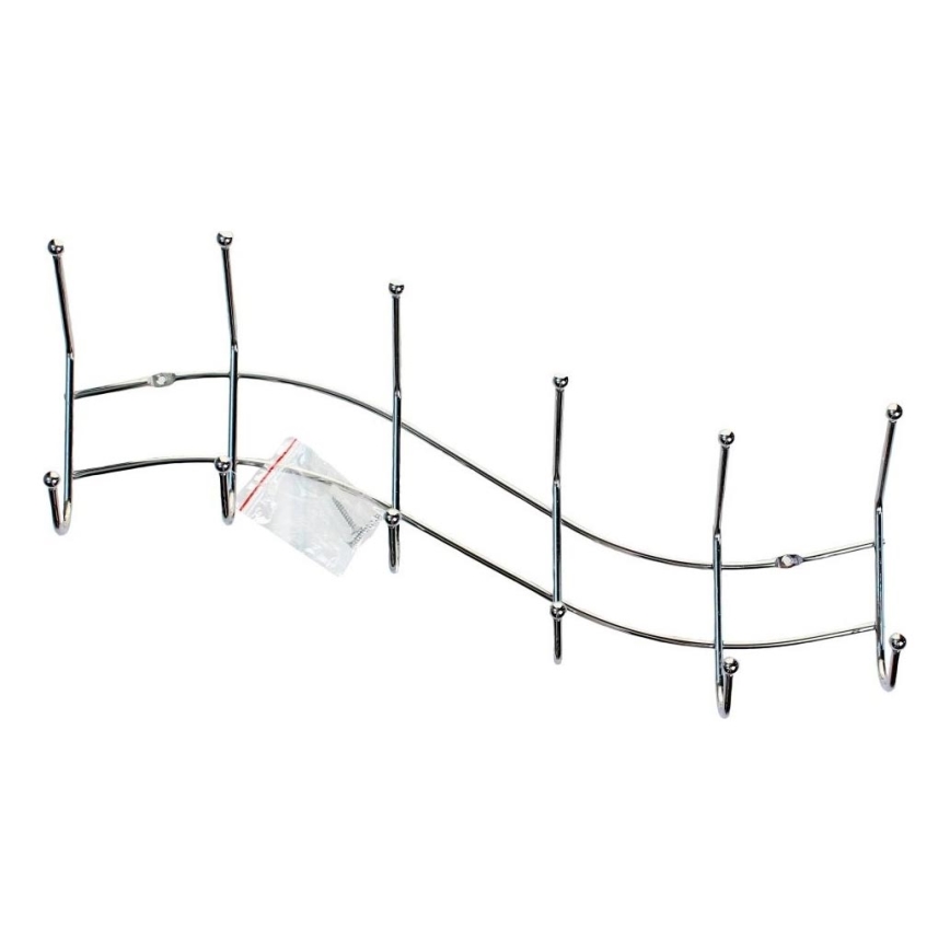Wall-mounted coat rack 13.5 x 44.5 cm, polished chrome, wave design
