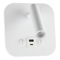 Wall-Mounted LED Spotlight with USB Port, 8W/230V, 3000K, White