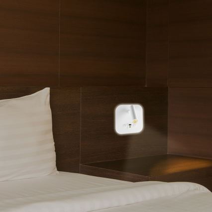 Wall-Mounted LED Spotlight with USB Port, 8W/230V, 3000K, White