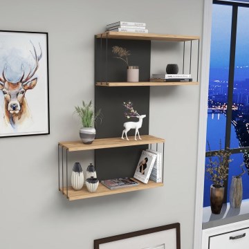 Wall-mounted shelf DESTAN 65x96x19 cm anthracite/brown