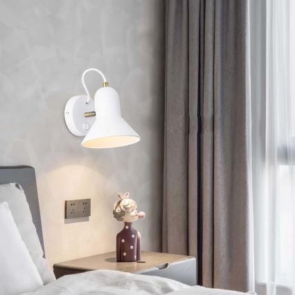 Wall-mounted spotlight ASTAMA 1xE27/40W/230V white/brass