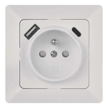 Wall outlet with USB-A and USB-C ports