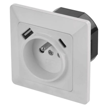 Wall outlet with USB-A and USB-C ports