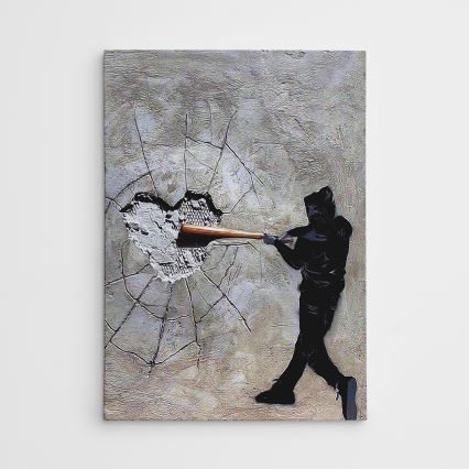 Wall painting on canvas 100x70 cm grey/black