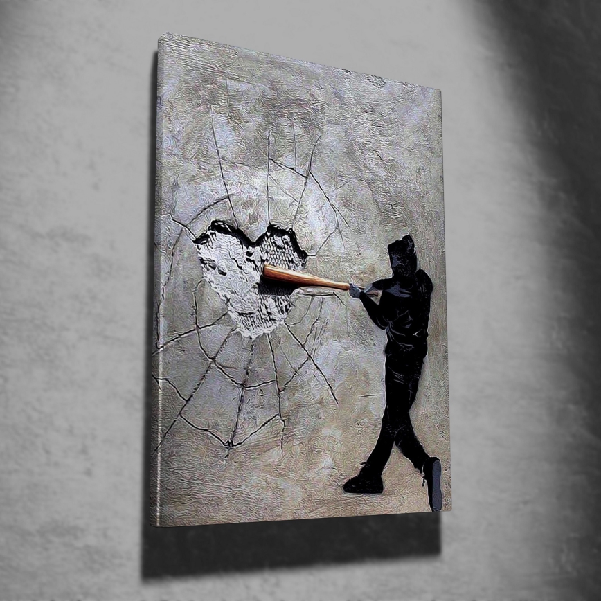 Wall painting on canvas 100x70 cm grey/black