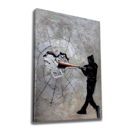 Wall painting on canvas 100x70 cm grey/black