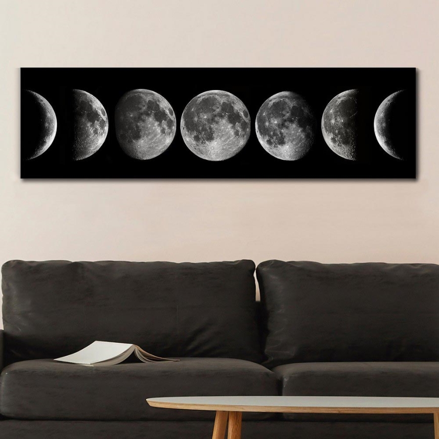 Wall painting on canvas 50x120 cm moon phases