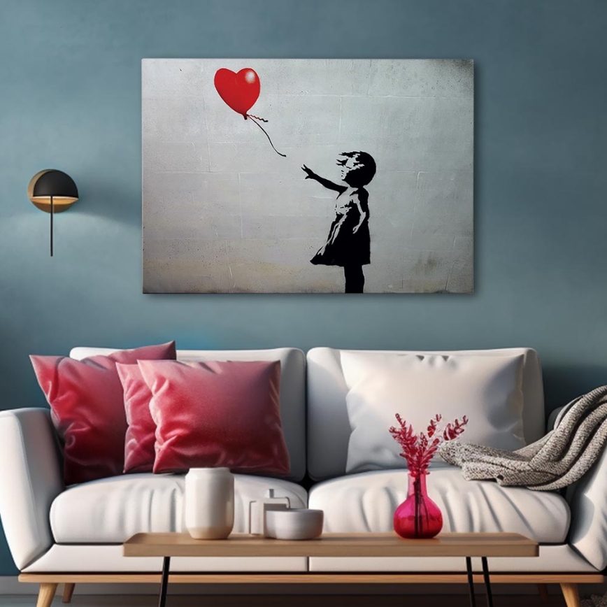 Wall painting on canvas 50x70 cm black/grey