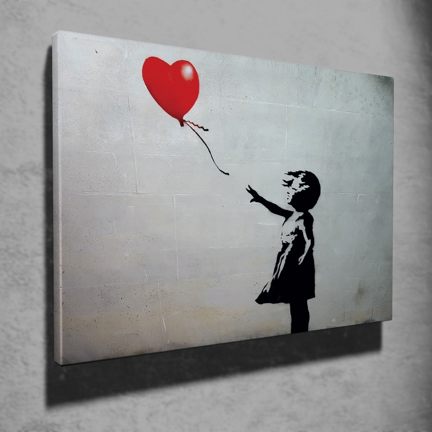 Wall painting on canvas 50x70 cm black/grey