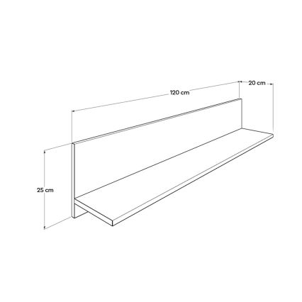Wall shelf 25x120 cm brown