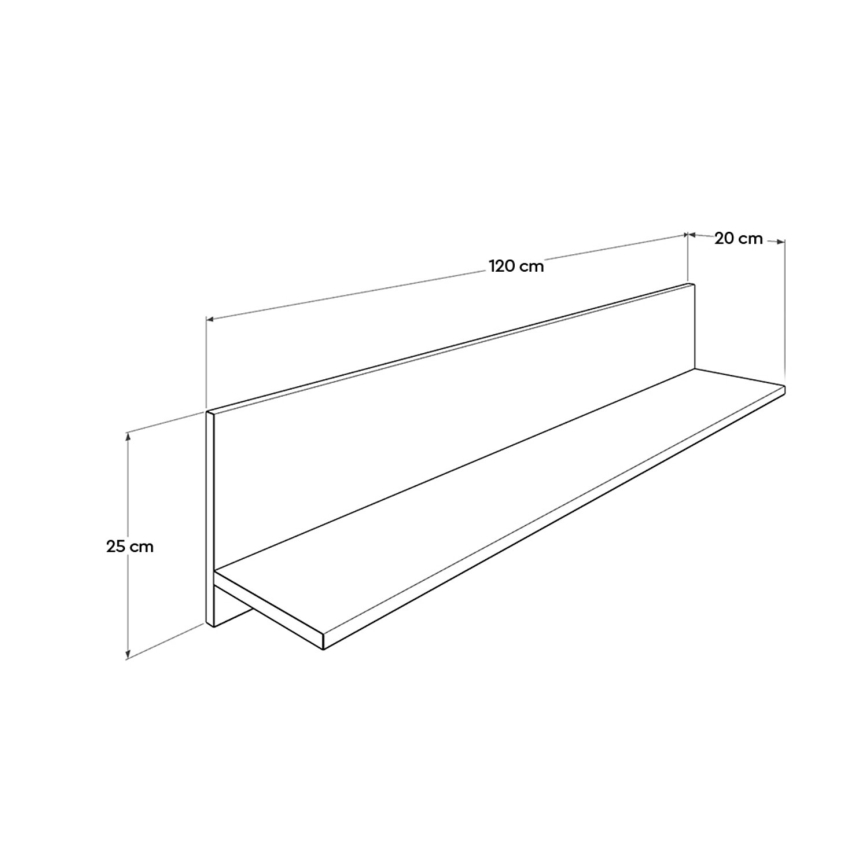 Wall shelf 25x120 cm brown