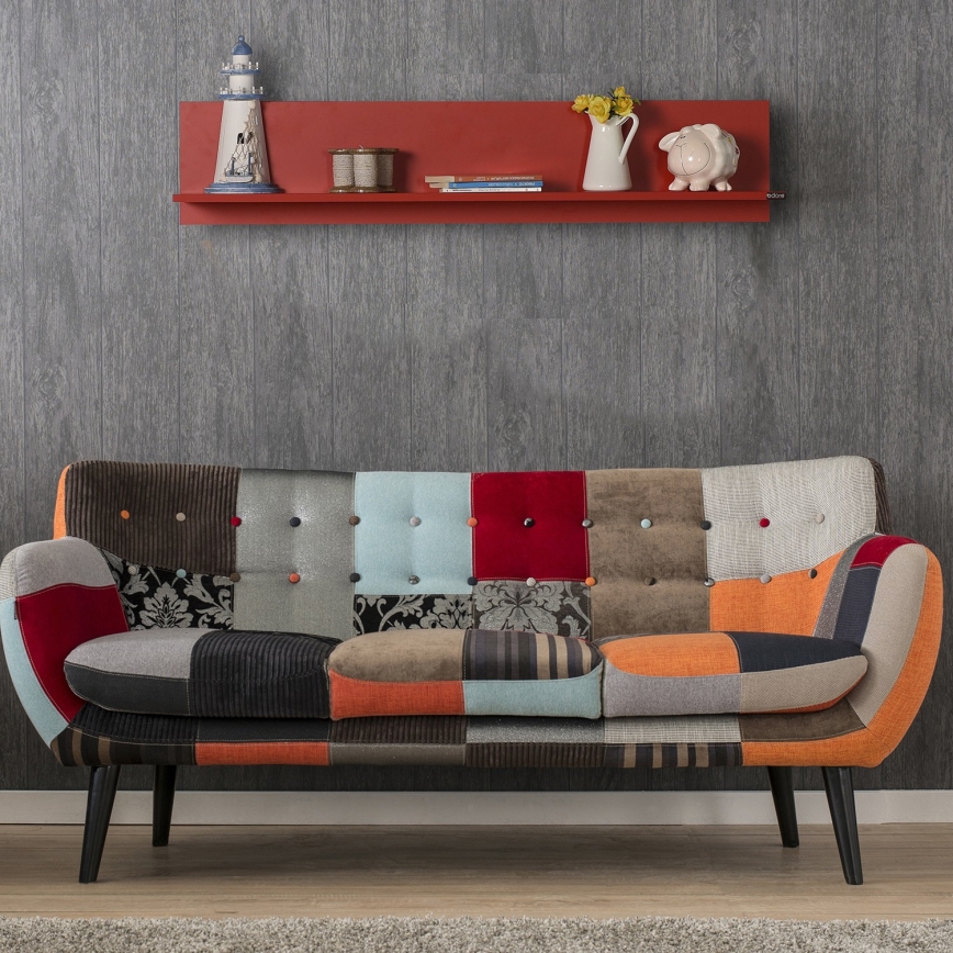 Wall shelf 25x120 cm red