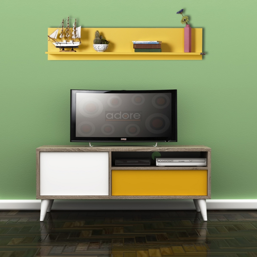 Wall shelf 25x120 cm yellow