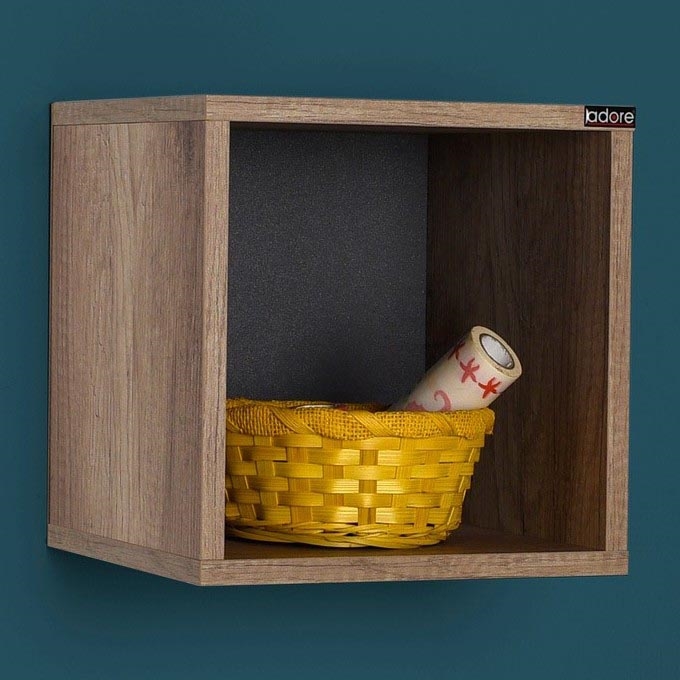 Wall shelf 33x33 cm brown