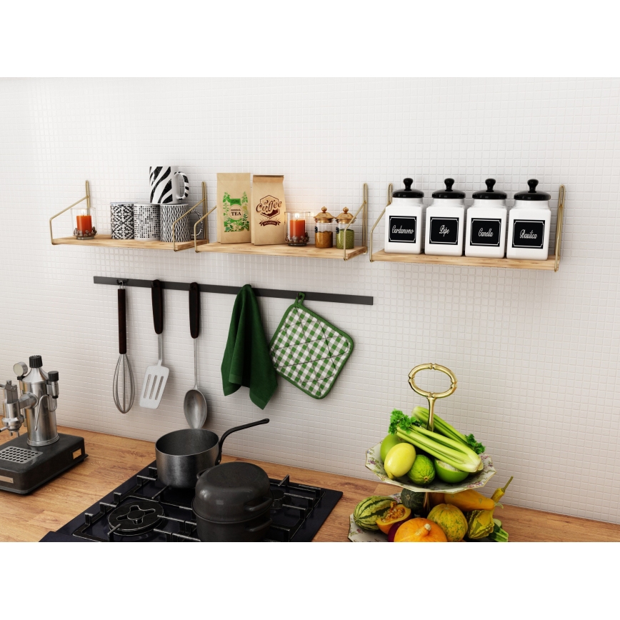 Wall shelf 45x16 cm oak/gold