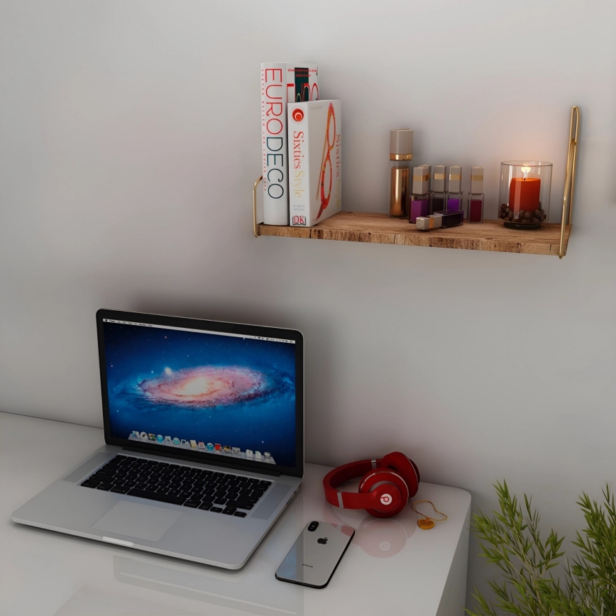 Wall shelf 45x16 cm oak/gold