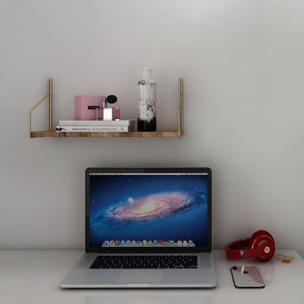Wall shelf 45x16 cm oak/gold