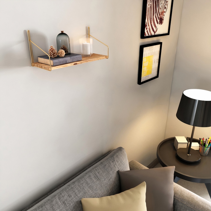 Wall shelf 45x16 cm oak/gold