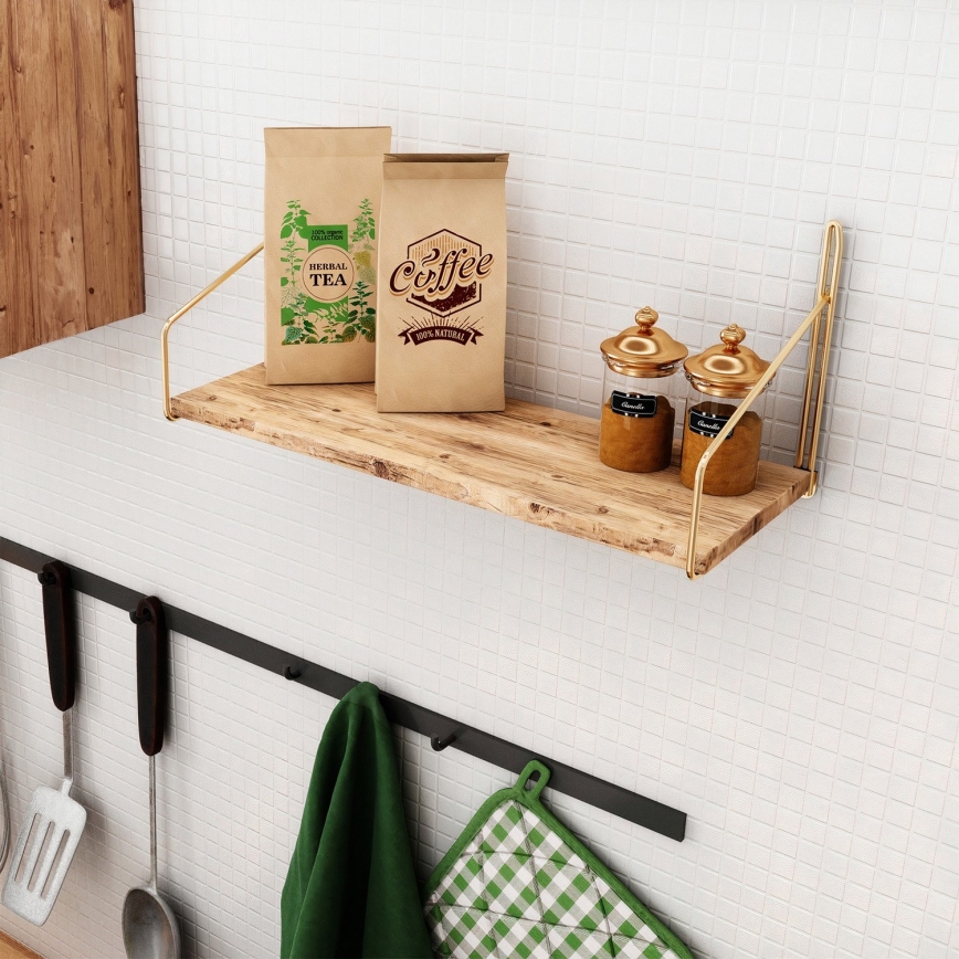Wall shelf 45x16 cm oak/gold