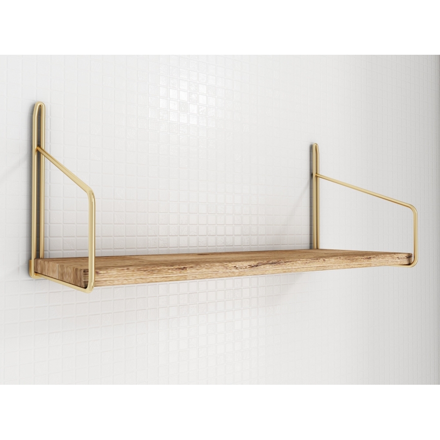 Wall shelf 45x16 cm oak/gold