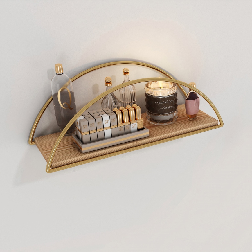 Wall shelf 45x18 cm oak/gold
