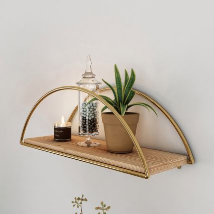 Wall shelf 45x18 cm oak/gold