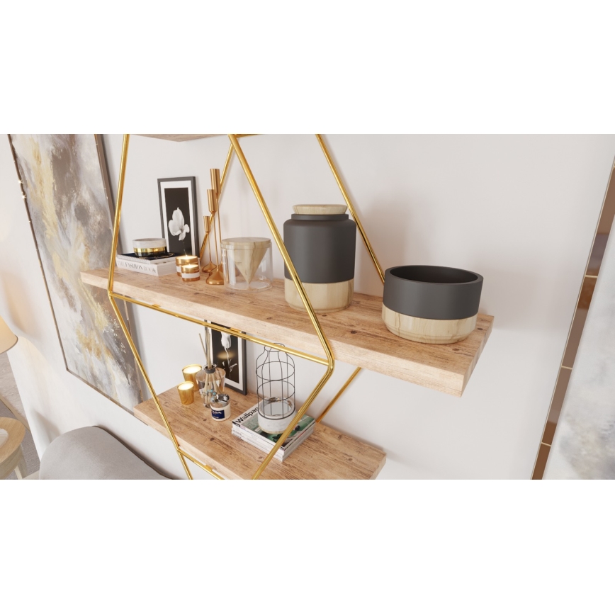 Wall shelf 70x60 cm gold/brown