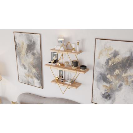 Wall shelf 70x60 cm gold/brown