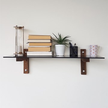 Wall shelf 85x25 cm pine/black