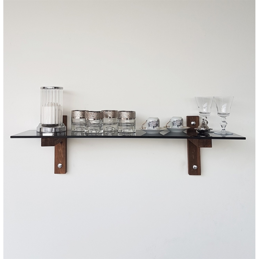 Wall shelf 85x25 cm pine/black
