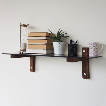 Wall shelf 85x25 cm pine/black